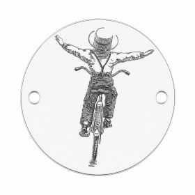 Medalion pisică biciclist din argint 925 16.5mm E1669-GS