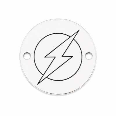 Medalion cu fulger supererou din argint 925, gravură laser 12mm E1847