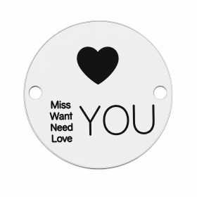 Bănuț "Miss Want Need Love You" argint 925, 16.5 mm E0397 GS
