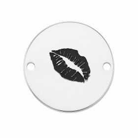Bănuț "Kiss" amprentă buze argint 925, 12 mm E1838 G