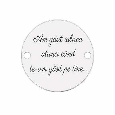 Bănuț argint 925 gravat Am găsit iubirea, Ø 16,5 mm — cuplu E1032
