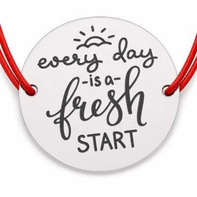 Brățară argint 925 cu mesajul Every Day is a Fresh Start, șnur reglabil — cadou B-E0403