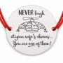 Brățară argint 925 cu mesajul Never Laugh, șnur reglabil — cadou B-E1271