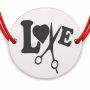 Brățară argint 925 cu motiv LOVE cu foarfecă, șnur reglabil — cadou B-E0382