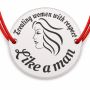 Brățară argint 925 cu bănuț Respect pentru femei, șnur reglabil — cadou inspirațional B-E0864