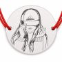 Brățară argint 925 cu bănuț Fată urbană cu șapcă, șnur reglabil — cadou cool B-E1109