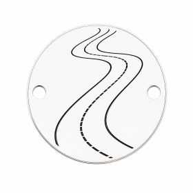 Element brățară bănuț drum șerpuit din argint 925, gravură laser, rotund 16.5 mm E0865