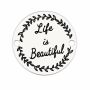 Pandantiv rotund argint 925 cu mesaj „Life is Beautiful”, gravură laser 16.5mm E0411