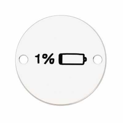 Element brățară bănuț baterie 1% din argint 925, gravură laser 16.5 mm E0829