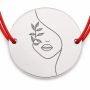 Brățară argint 925 cu bănuț portret feminin și frunze, șnur reglabil — cadou elegant B-E1802