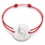 Brățară argint 925 cu bănuț portret feminin și frunze, șnur reglabil — cadou elegant B-E1802