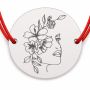 Brățară argint 925 cu bănuț portret feminin floral, șnur reglabil — cadou elegant B-E1805
