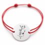 Brățară argint 925 cu bănuț chip feminin floral, șnur reglabil — cadou pentru ea B-E1822