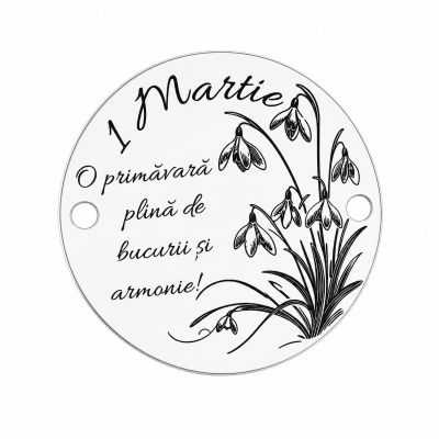 Bănuț conector 1 Martie cu ghiocei argint 925, 16.5mm E2093