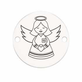Charm îngeraș fetiță, element brățară din argint 925, rotund 16.5 mm E0976