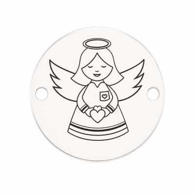 Charm îngeraș fetiță, element brățară din argint 925, rotund 16.5 mm E0976