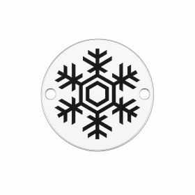 Charm fulg de nea din argint 925, bănuț rotund 14 mm E0690