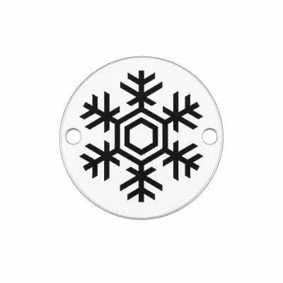 Charm fulg de nea din argint 925, bănuț rotund 14 mm E0690