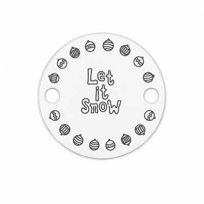 Element brățară Let it Snow din argint 925, tăbliță rotundă cu globuri de Crăciun 16.5 mm E0992