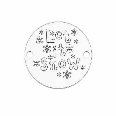 Element brățară Let it Snow din argint 925, tăbliță rotundă gravată cu fulgi de nea 16.5 mm E1025