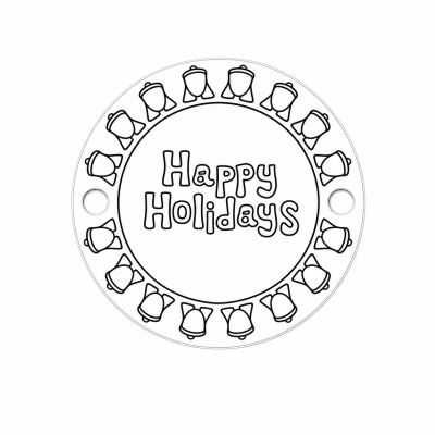 Element brățară Happy Holidays din argint 925, tăbliță rotundă gravată cu clopoței 16.5 mm E1029