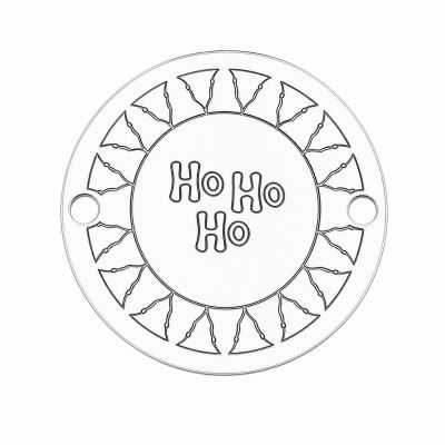 Element brățară Ho Ho Ho din argint 925, tăbliță rotundă gravată de Crăciun 16.5 mm E0995
