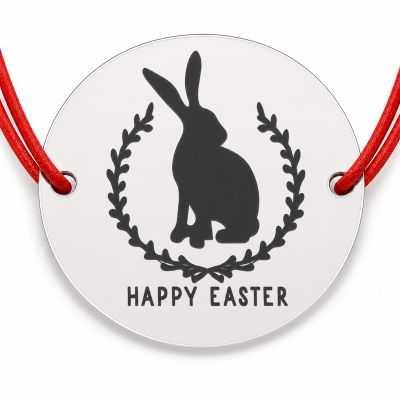 Brățară argint 925 cu bănuț iepuraș Happy Easter, șnur reglabil B-E1520