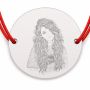 Brățară argint 925 cu bănuț portret de fată, șnur reglabil — cadou feminin B-E1702