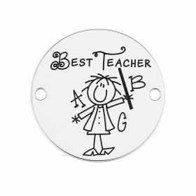 Bănuț Best Teacher din argint 925, cadou învățătoare 16.5mm E0396