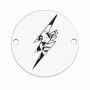 Conector brățară bănuț fulger gravat din argint 925, gravură laser 16.5mm E1110
