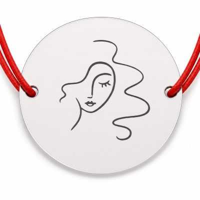 Brățară argint 925 cu chip feminin, șnur reglabil B-E1371