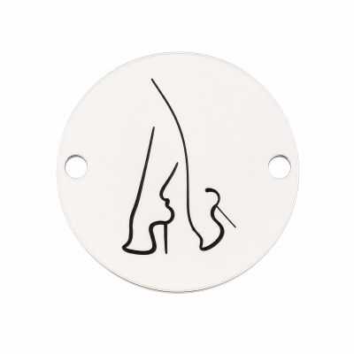 Bănuț argint 925 gravat pantofi stiletto, Ø 12 mm — cadou pentru ea E1357
