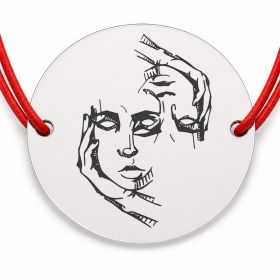 Brățară argint 925 cu chipuri artistice, șnur reglabil — cadou creativ B-E1629