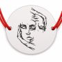 Brățară argint 925 cu chipuri artistice, șnur reglabil — cadou creativ B-E1629