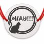 Brățară argint 925 cu pisică MIAU!!!, șnur reglabil — cadou iubitoare pisici B-E1527