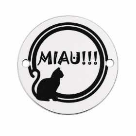 Bănuț Argint 925 "MIAU!!!" cu Pisică Gravată 16.5mm E1527