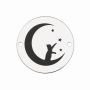 Charm brățară pisică pe lună din argint 925, gravură laser 16.5 mm E1220