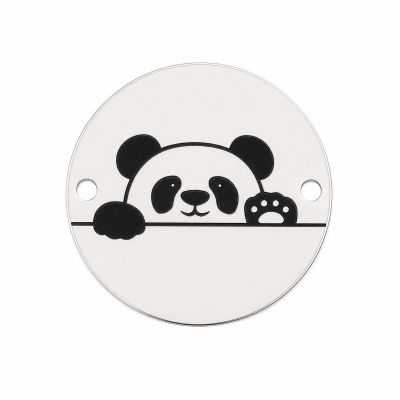 Charm brățară urs panda din argint 925, gravură laser 16.5 mm E1251