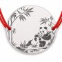 Brățară argint 925 cu bănuț urs panda cu pui, șnur reglabil — cadou pentru cadou de familie B-E1223