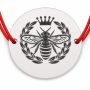 Brățară argint 925 cu bănuț albină regină, șnur reglabil — cadou pentru o femeie puternică B-E1625