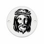 Charm Isus din argint 925, element brățară rotund gravat 16.5 mm E0436