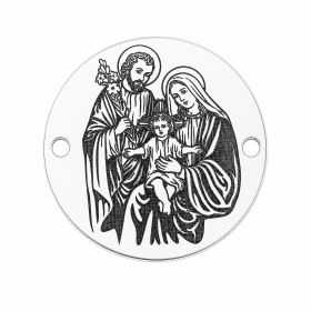 Bănuț argint 925 gravat icoana Sfintei Familii, cu Pruncul între Maria și Iosif E1501