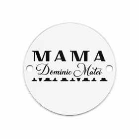 Bănuț argint 925 gravat cu mesajul MAMA și numele copilului, două stiluri de gravură S141