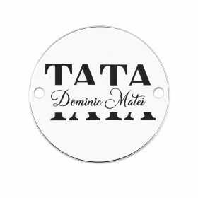 Bănuț argint 925 gravat cu mesajul TATA și numele copilului, două stiluri de gravură S142