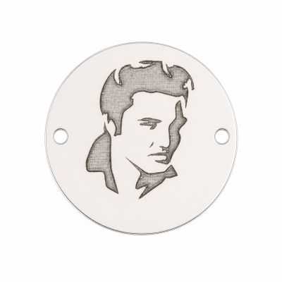 Medalion portret bărbat cu coafură retro din argint 925, gravură laser 16.5mm E1231