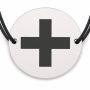 Brățară argint 925 cu bănuț Cruce ortodoxă, șnur negru reglabil — R0001