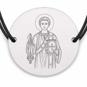 Brățară argint 925 cu bănuț Sfântul Ștefan, șnur negru reglabil — R0017