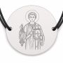 Brățară argint 925 cu bănuț Sfântul Ștefan, șnur negru reglabil — R0017