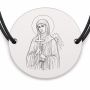 Brățară argint 925 cu bănuț Sfânta Teodora de la Sihla, șnur negru reglabil — R0029