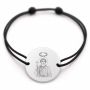 Brățară argint 925 cu bănuț Sfântul Mucenic Victor, șnur negru reglabil — R0032